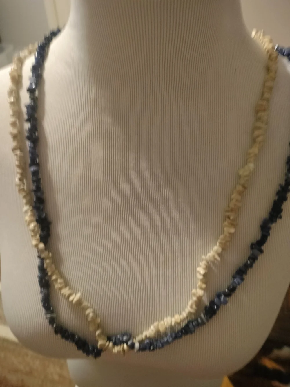 Navy Blue and Ivory/Cream color Beaded- Boho-VTG-separate Necklaces